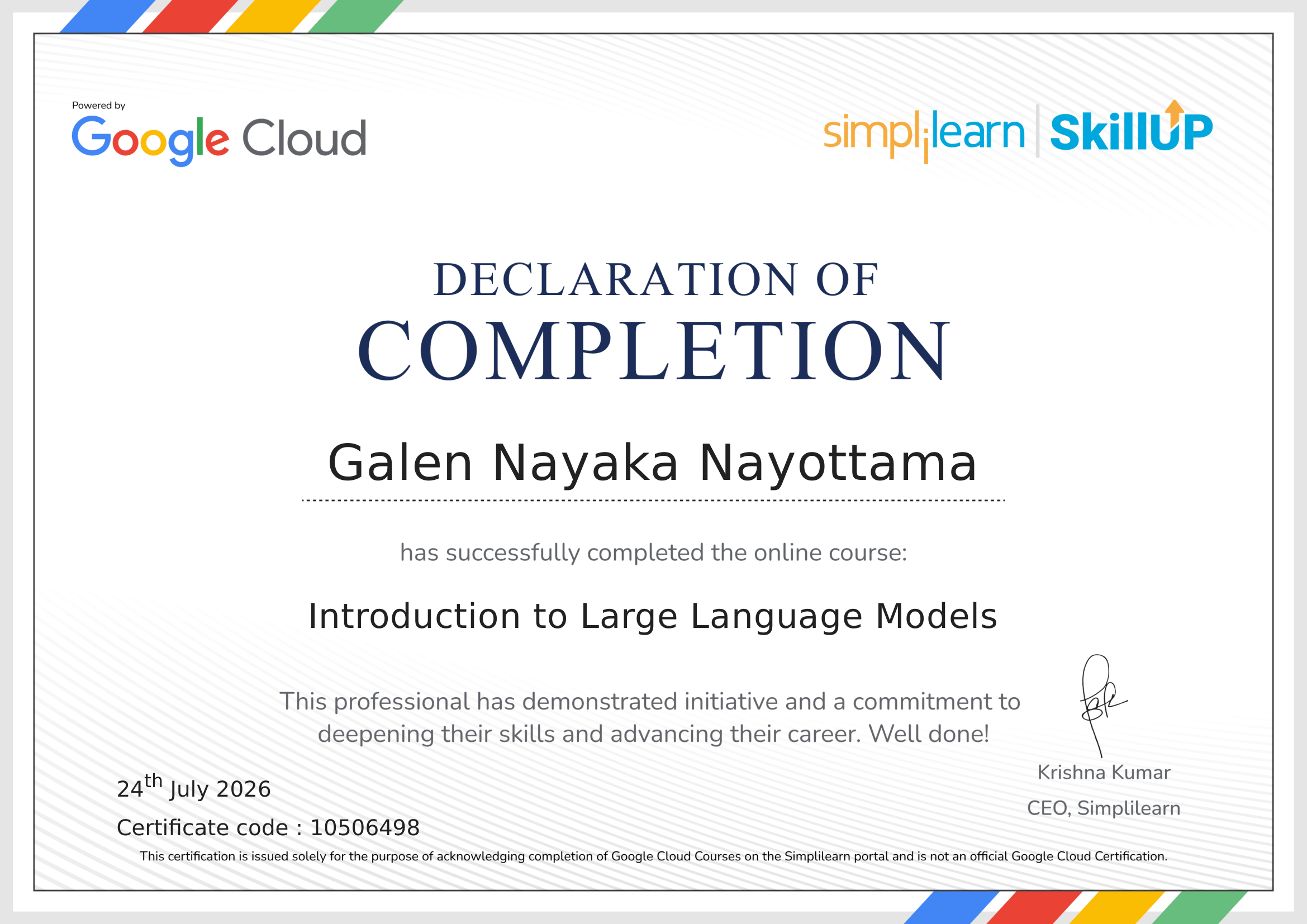 LLM Certificate